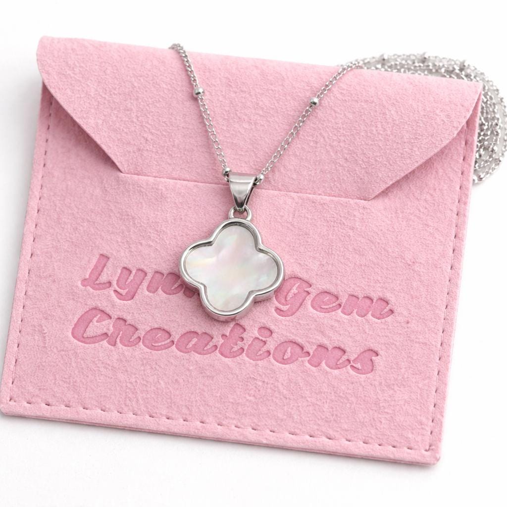 Silver Mother of Pearl Clover Necklace | Satelite Chain