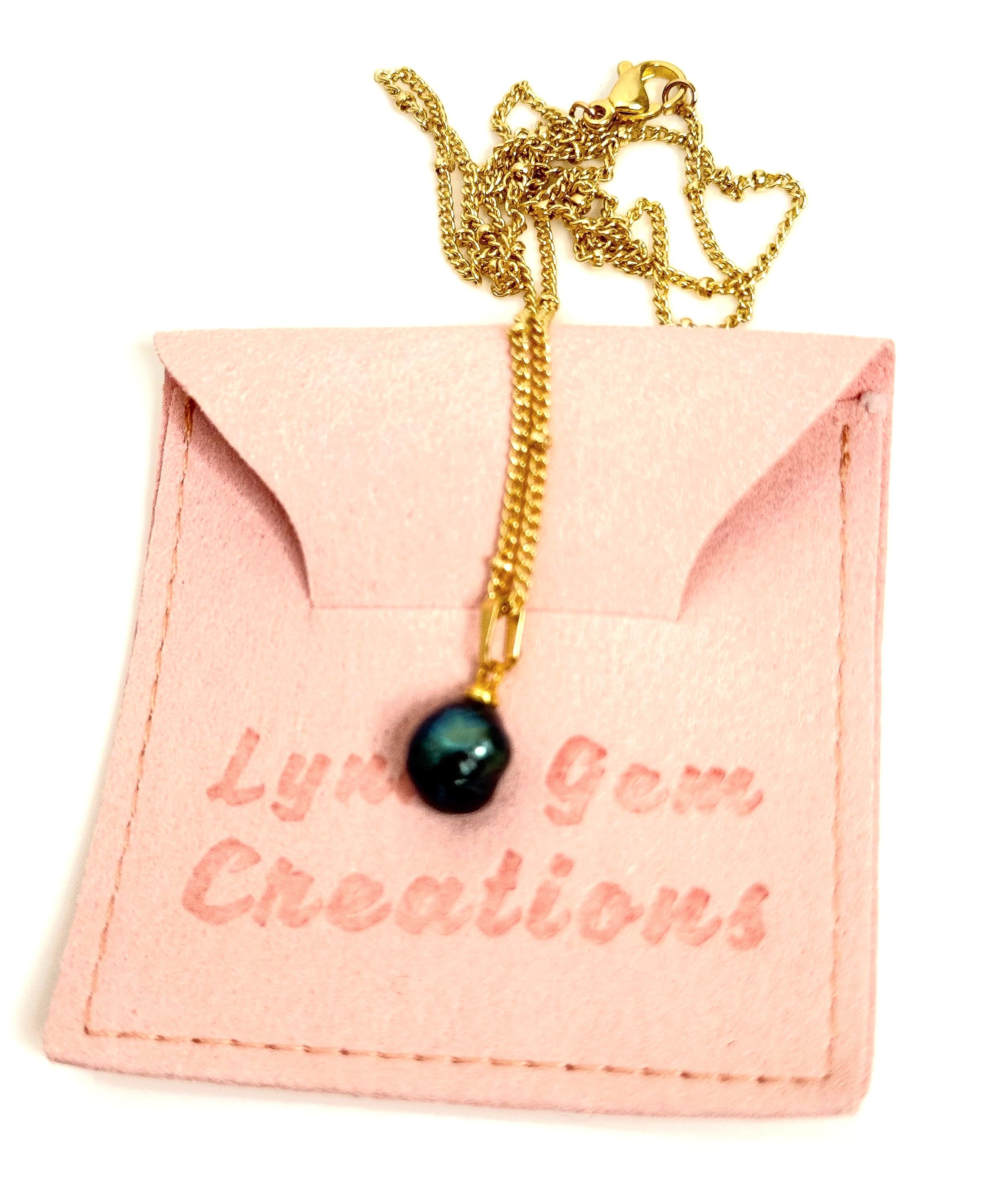 14K Gold Peacock Freshwater Pearl Necklace 