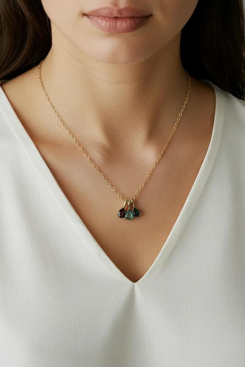 Heart Birthstone Necklace, Custom Birthday Pendant, Gold Personalised Gift For Her