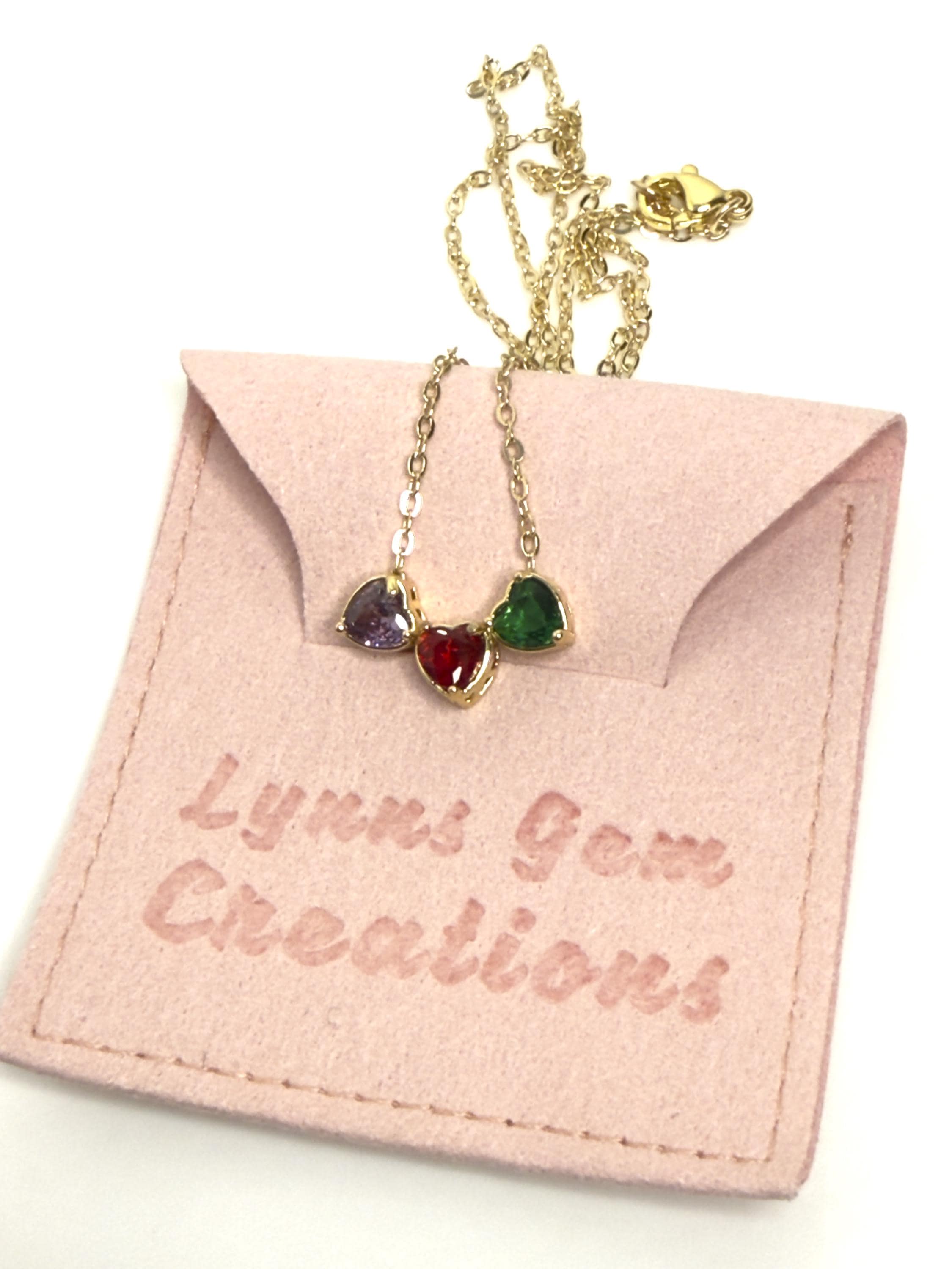 Heart Birthstone Necklace, Custom Birthday Pendant, Gold Personalised Gift For Her