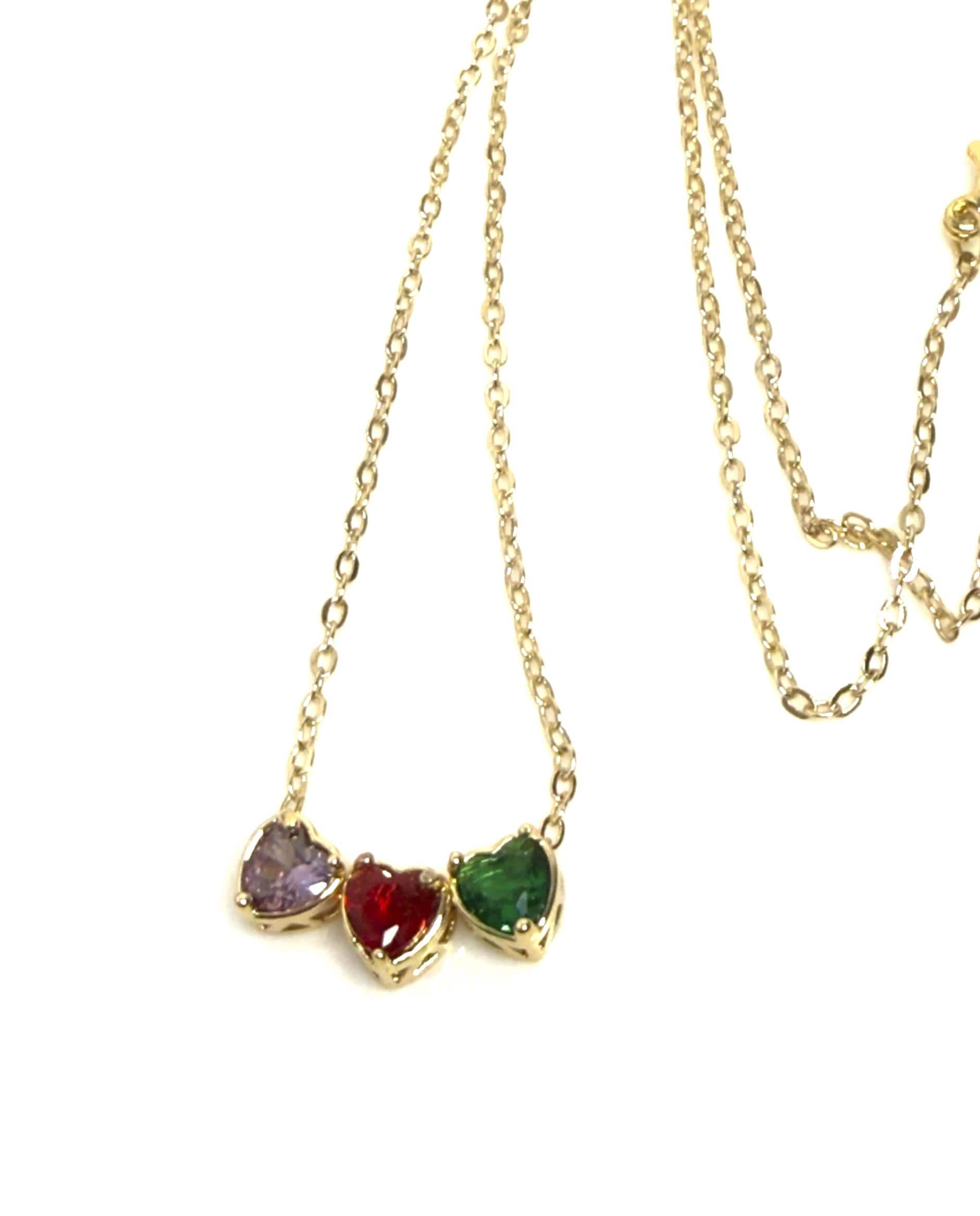Heart Birthstone Necklace, Custom Birthday Pendant, Gold Personalised Gift For Her