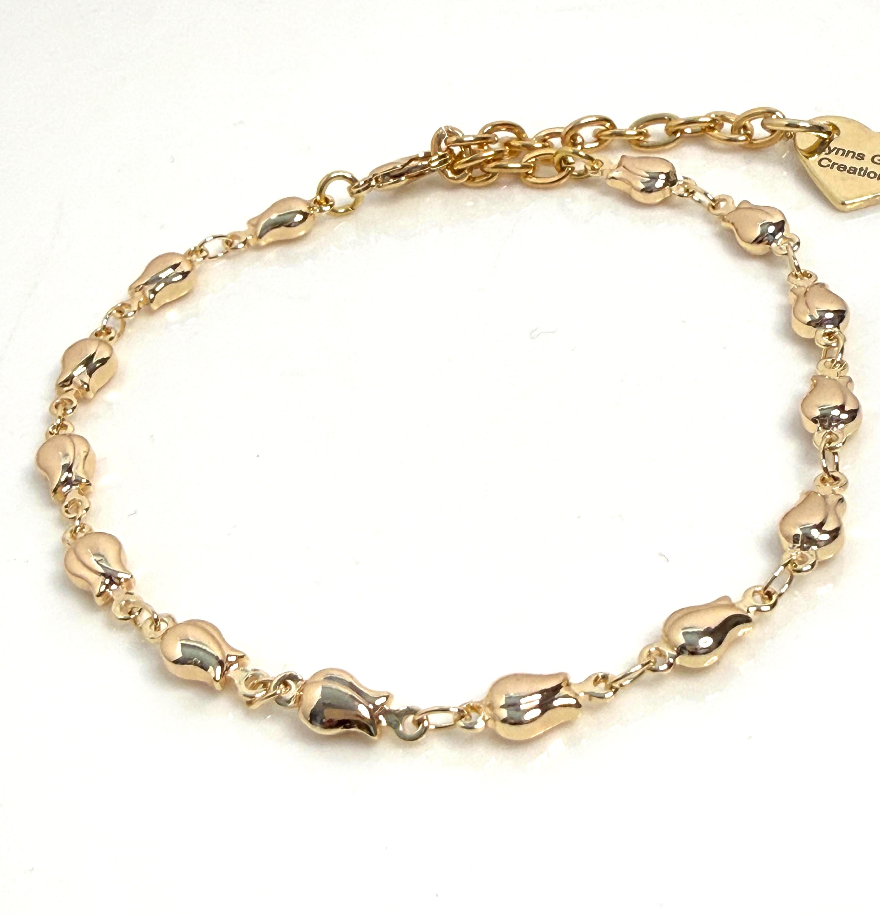 Delicate Gold Tulip Chain Flower Bracelet