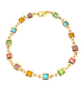 Multicolour Crystal Bracelet | Delicate Gold Chain
