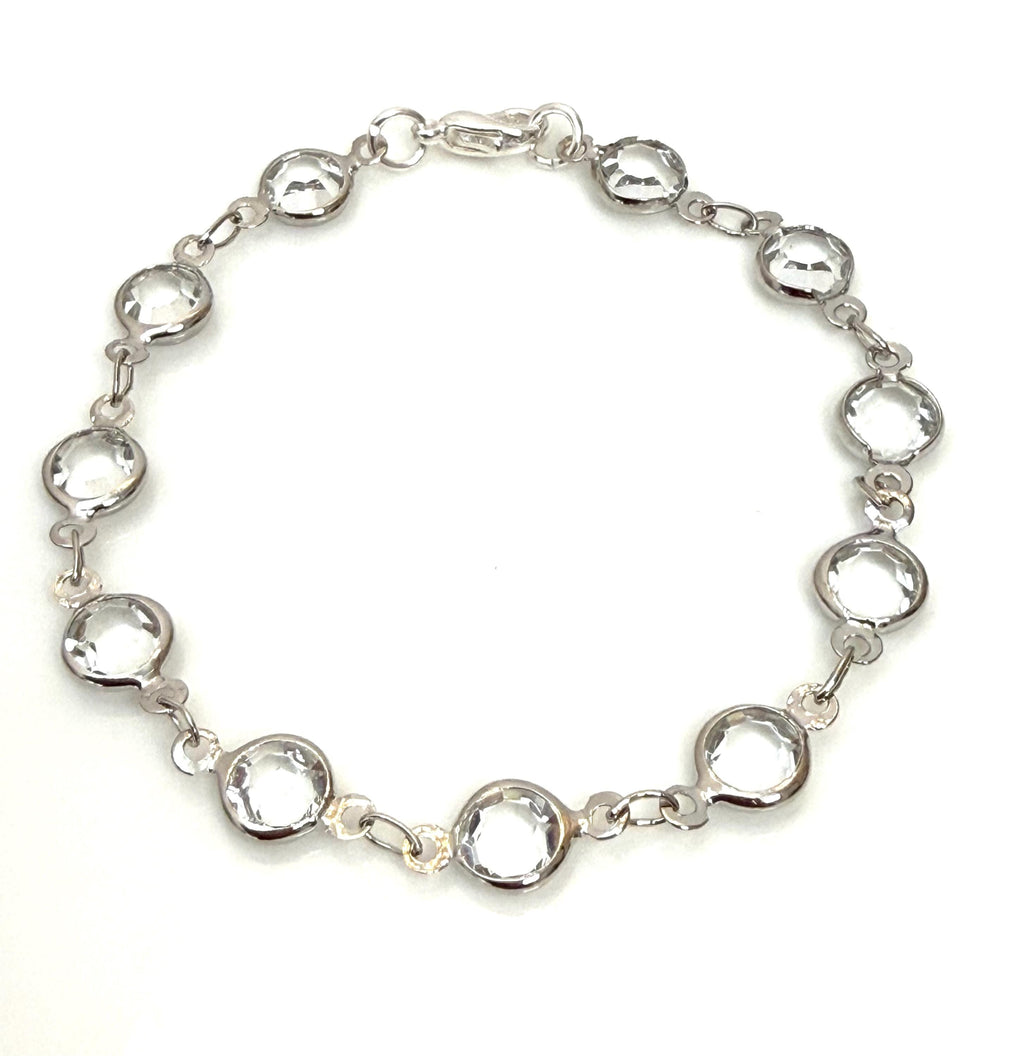 Silver Clear CZ Crystal Bracelet, Wedding Jewellery