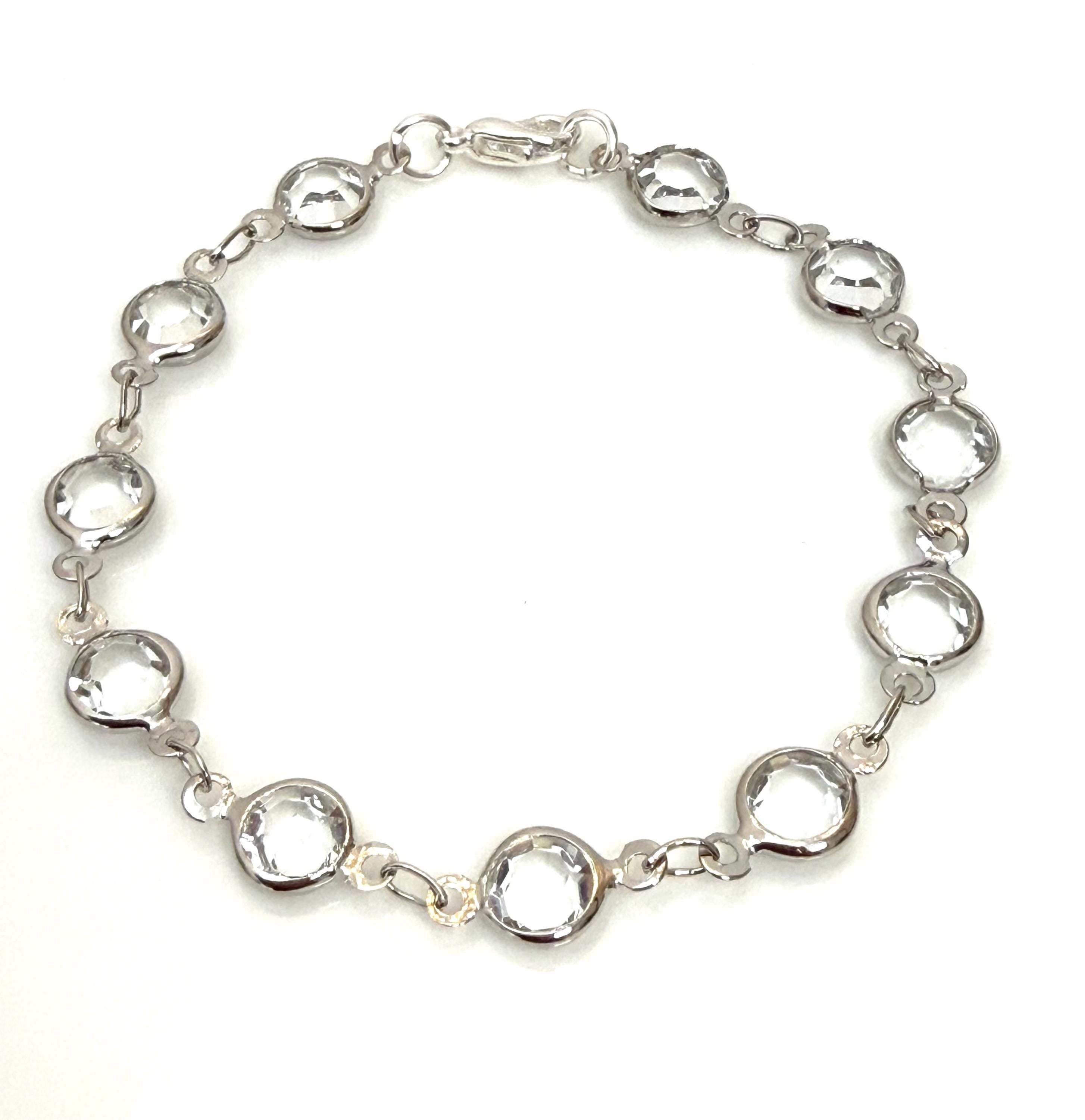 Silver Clear CZ Crystal Bracelet, Wedding Jewellery