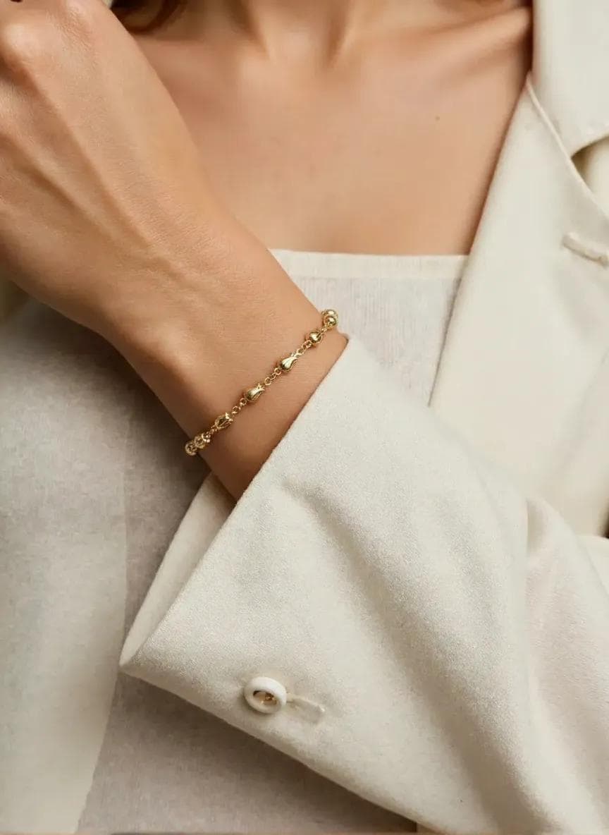 Delicate Gold Tulip Chain Flower Bracelet