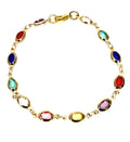 Gold Oval Multicolour Crystal Bracelet | Adjustable 