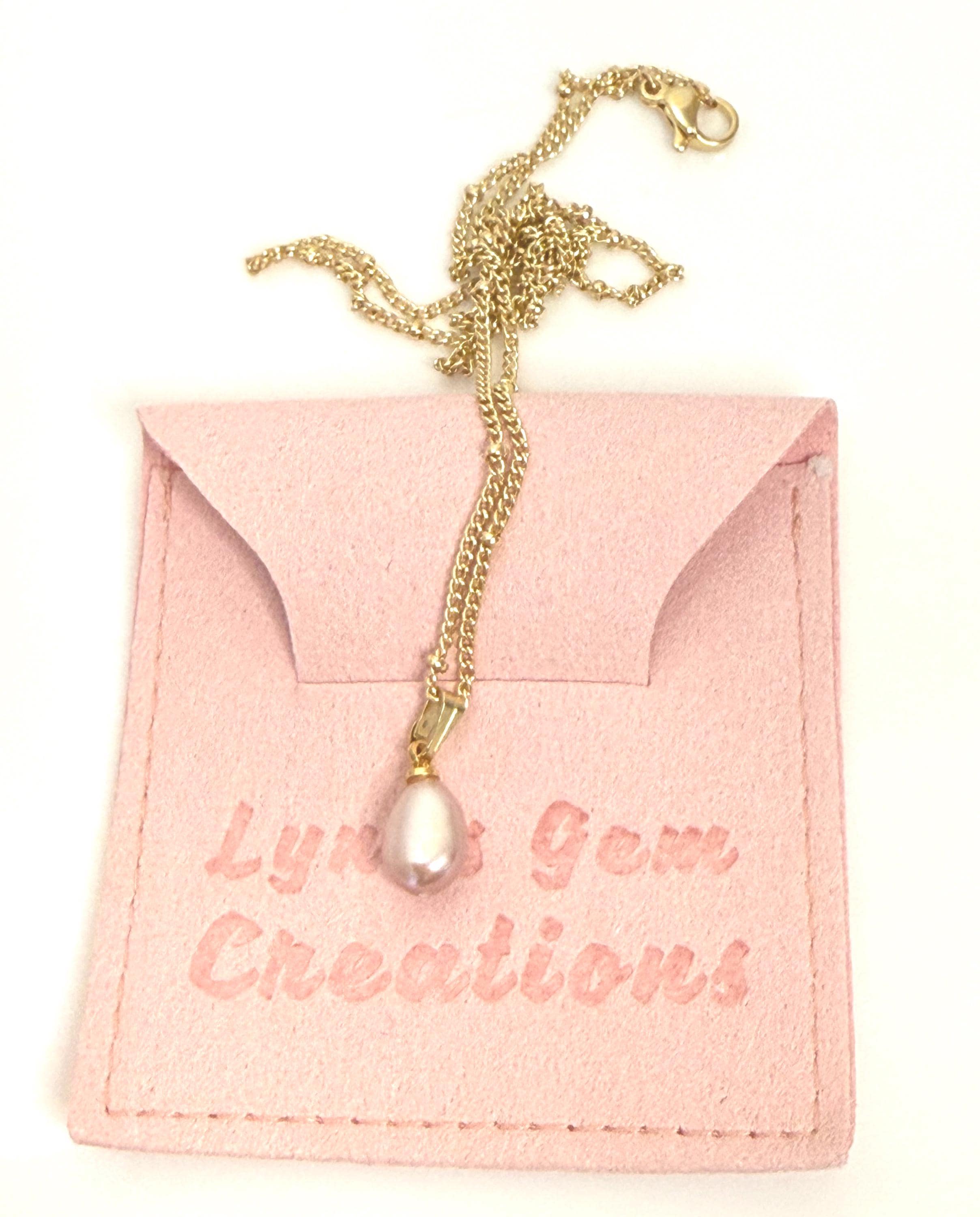 Gold Freshwater Pink Pearl Necklace, Minimalist Pendant