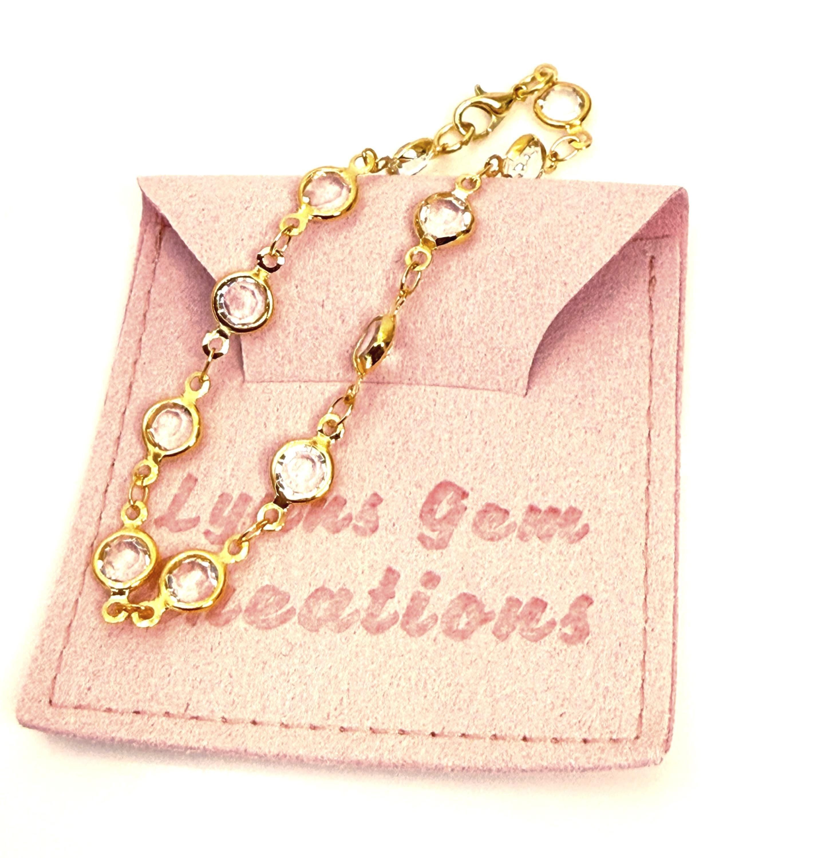 Gold Clear Crystal Bracelet, Wedding Jewellery, Gift for Her