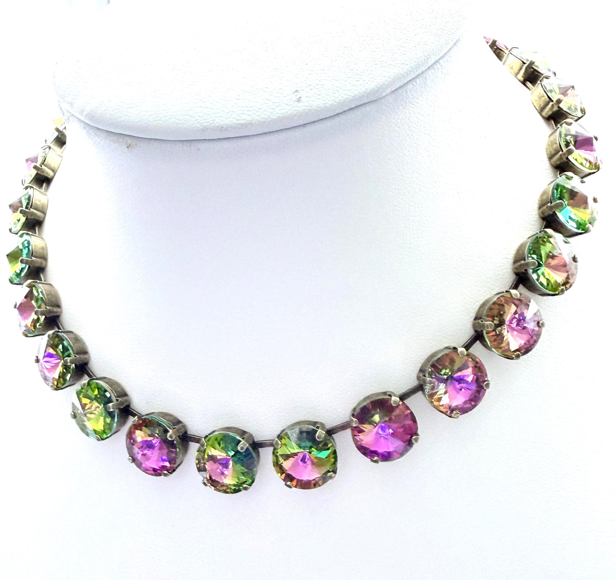 Rainbow Tennis Georgian Collet Necklace Anna Wintour Style 