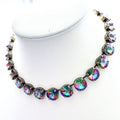 Rainbow Volcano Georgian Collet Tennis Necklace, Anna Wintour Style 