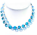 Aquamarine & Light Sapphire Blue Crystal Georgian Collet Necklace | Anna Wintour Style 