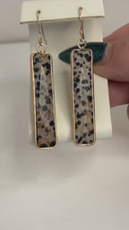 Natural Jasper Gold Filled Earrings: Long Geometric Drops