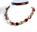 Pink Gold Tourmaline Style Crystal Necklace |  Antique Brass Georgian Collet | Anna Wintour Style 