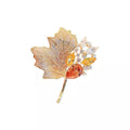 Glittery Gold Maple Leaf Multi Crystal Brooch  | Gold Leaf Pin | Scarf Jacket Pin