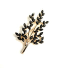 Pretty Gold Black Crystal Tree Flower Brooch | Sparkly Jacket Scarf Pin