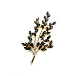 Pretty Gold Black Crystal Tree Flower Brooch | Sparkly Jacket Scarf Pin