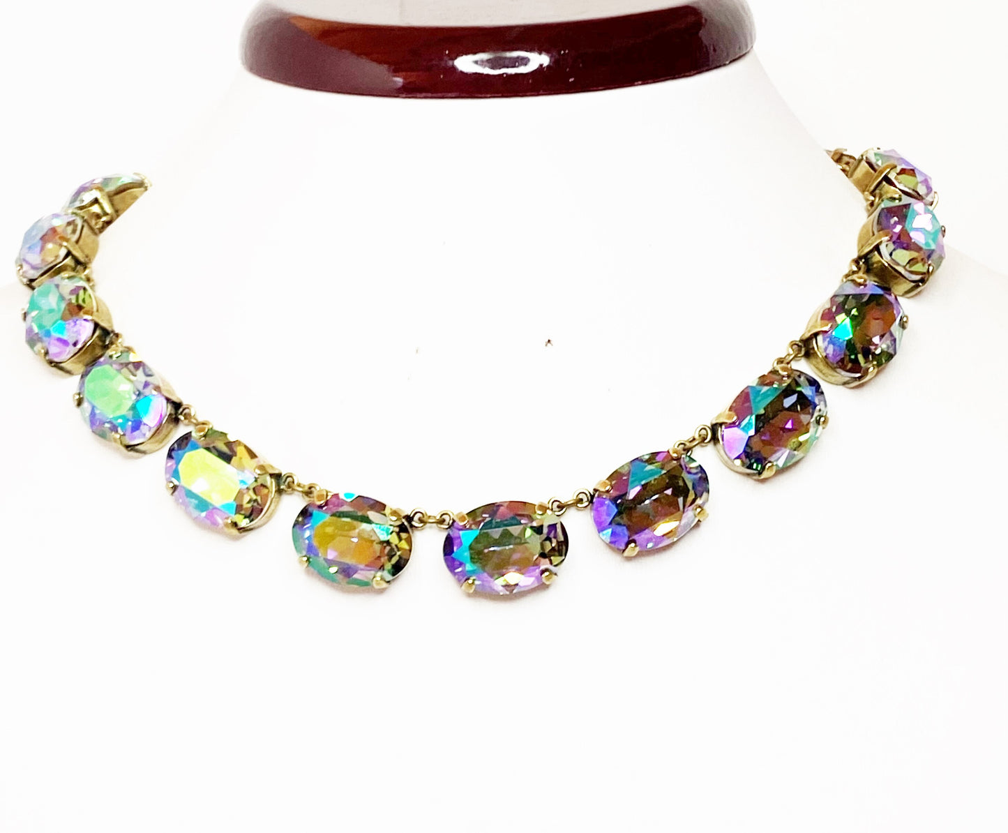 Rainbow Crystal Necklace, Genuine Austrian Crystal, Anna Wintour Style, Rainbow Georgian Choker, Mariana Riviere Necklace