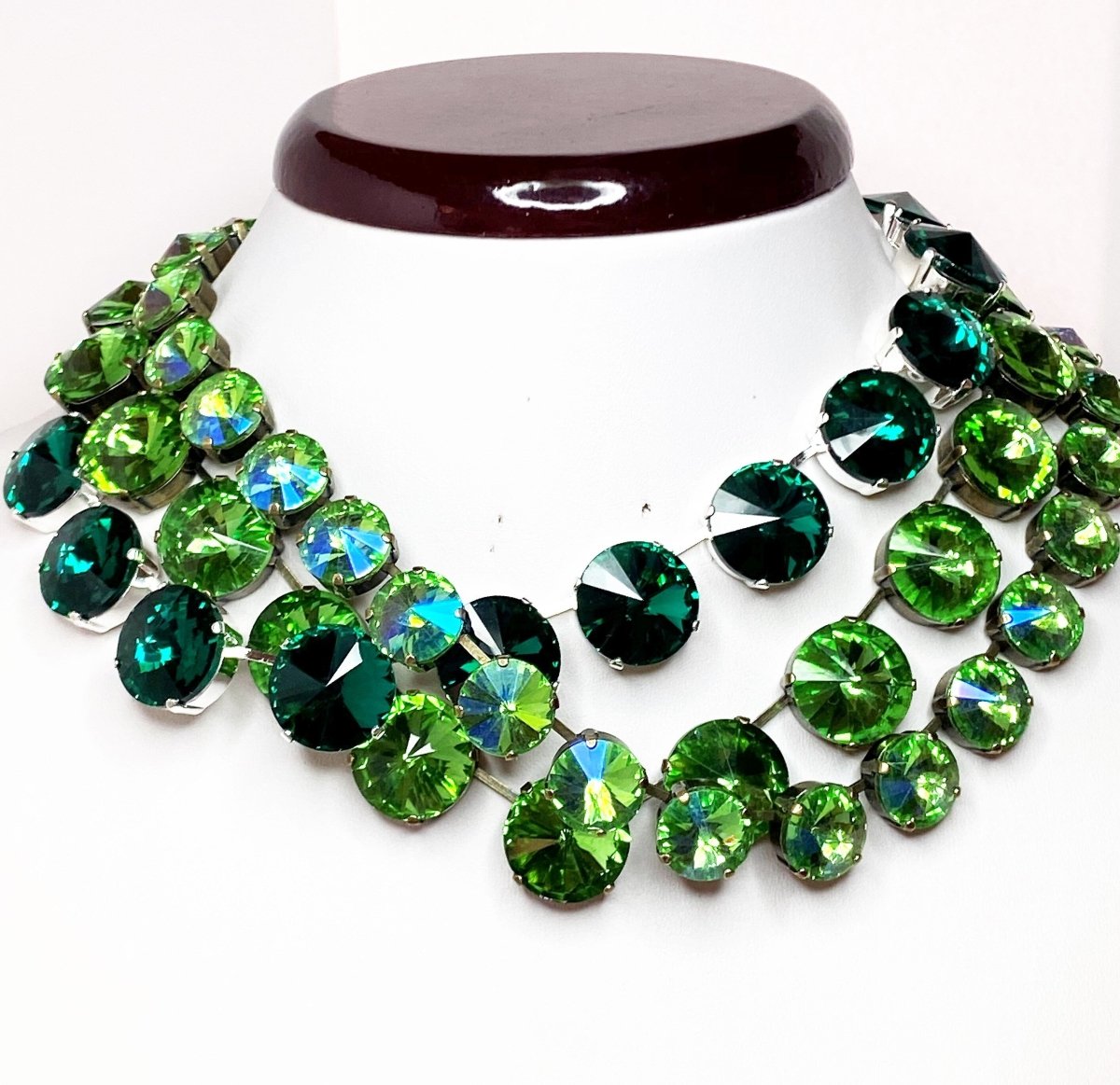 Emerald Peridot Crystal Georgian Collet Necklace | Anna Wintour Style | Statement Choker