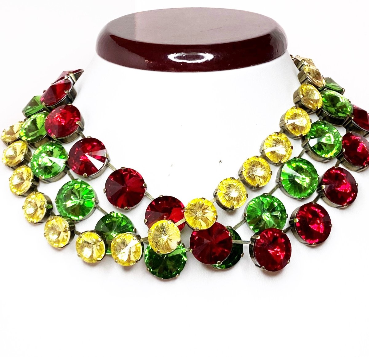 Dark Red Peridot Crystal Georgian Collet Necklace | Anna Wintour Style | Statement Choker