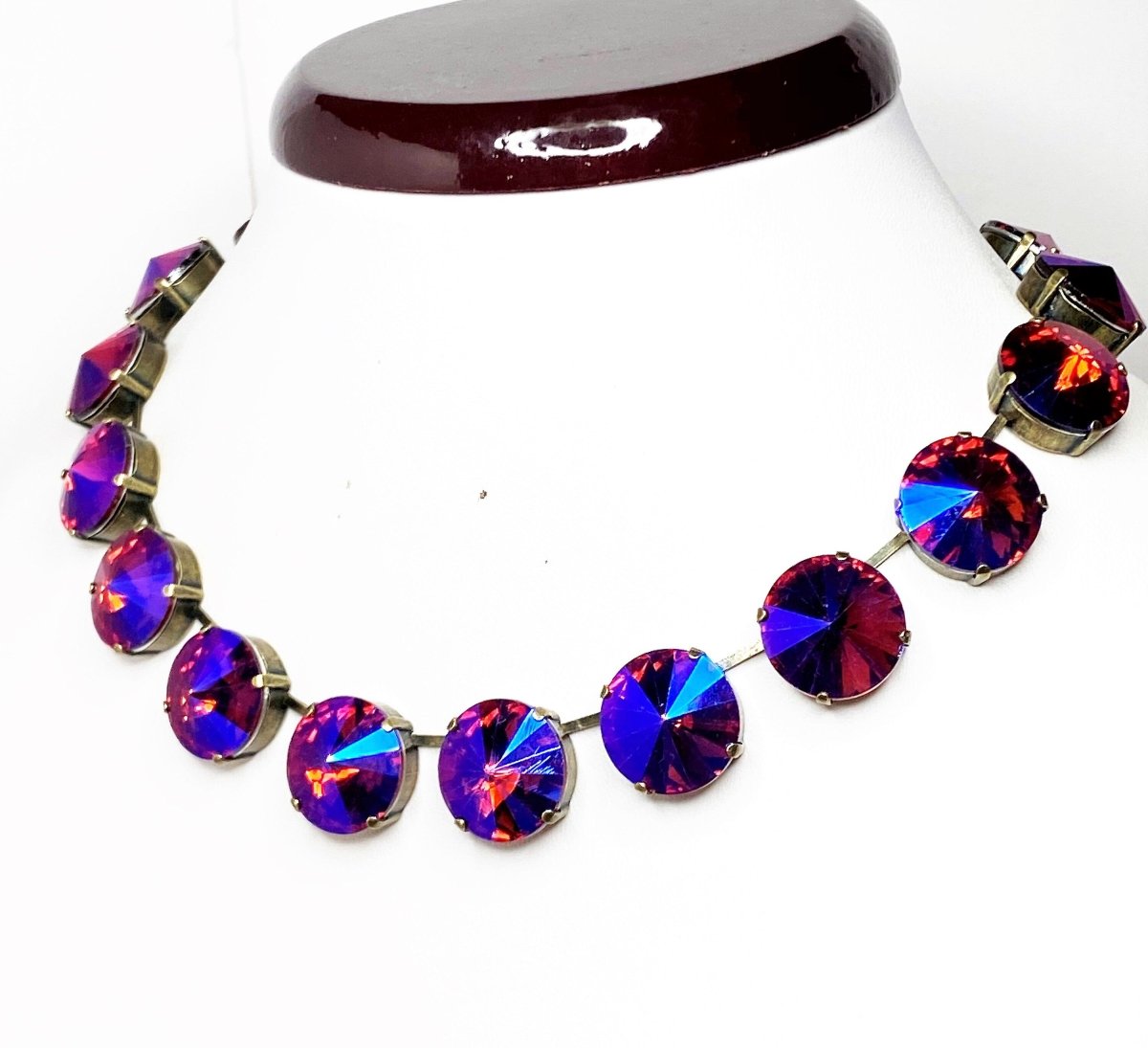 Burnt Orange Crystal Georgian Collet Necklaces | Anna Wintour Style Statement Chokers
