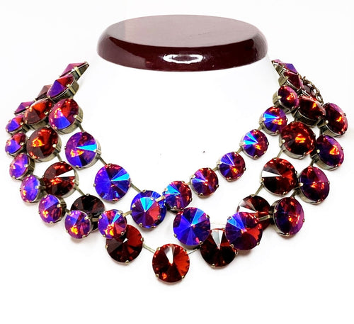 Burnt Orange Crystal Georgian Collet Necklaces | Anna Wintour Style Statement Chokers