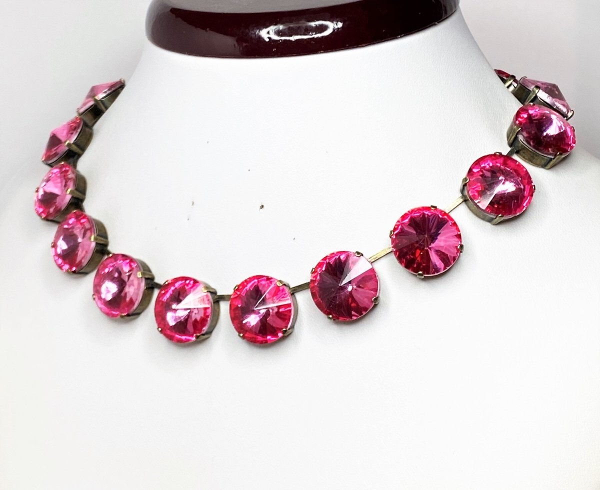 Pink AB Rose Crystal Georgian Collet, Necklaces | Anna Wintour Style Statement Choker