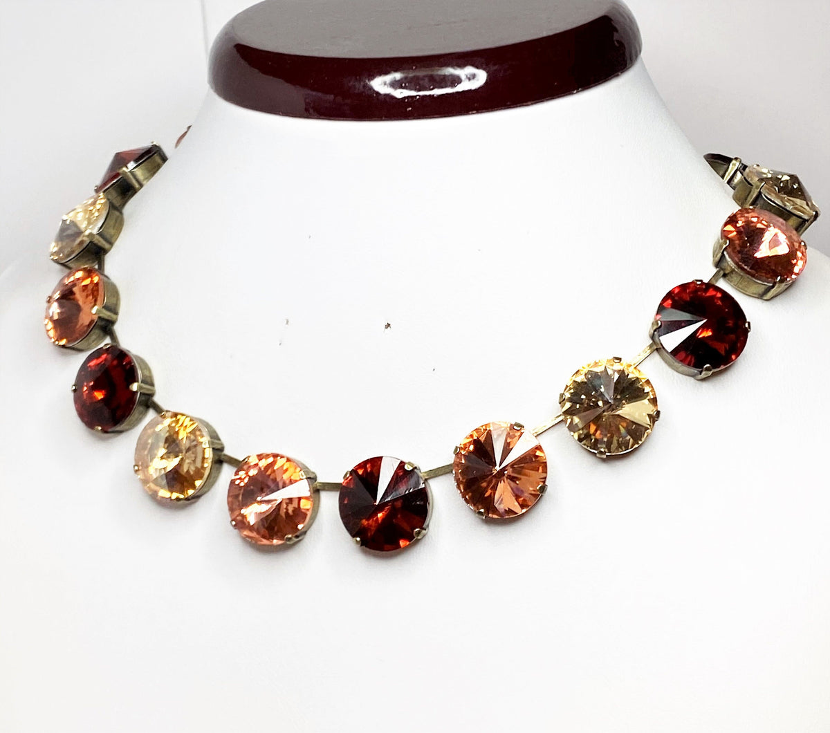 Anna Wintour Necklace, Multicolour Crystal, Pink Georgian Collet, Rhinestone Statement Choker, Vintage Round Choker, Necklaces For Women