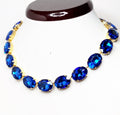 Anna Wintour Necklace, Sapphire Crystal, Burnt Orange Georgian Collet, Rhinestone Statement Choker, Vintage Oval Choker, Necklaces For Women