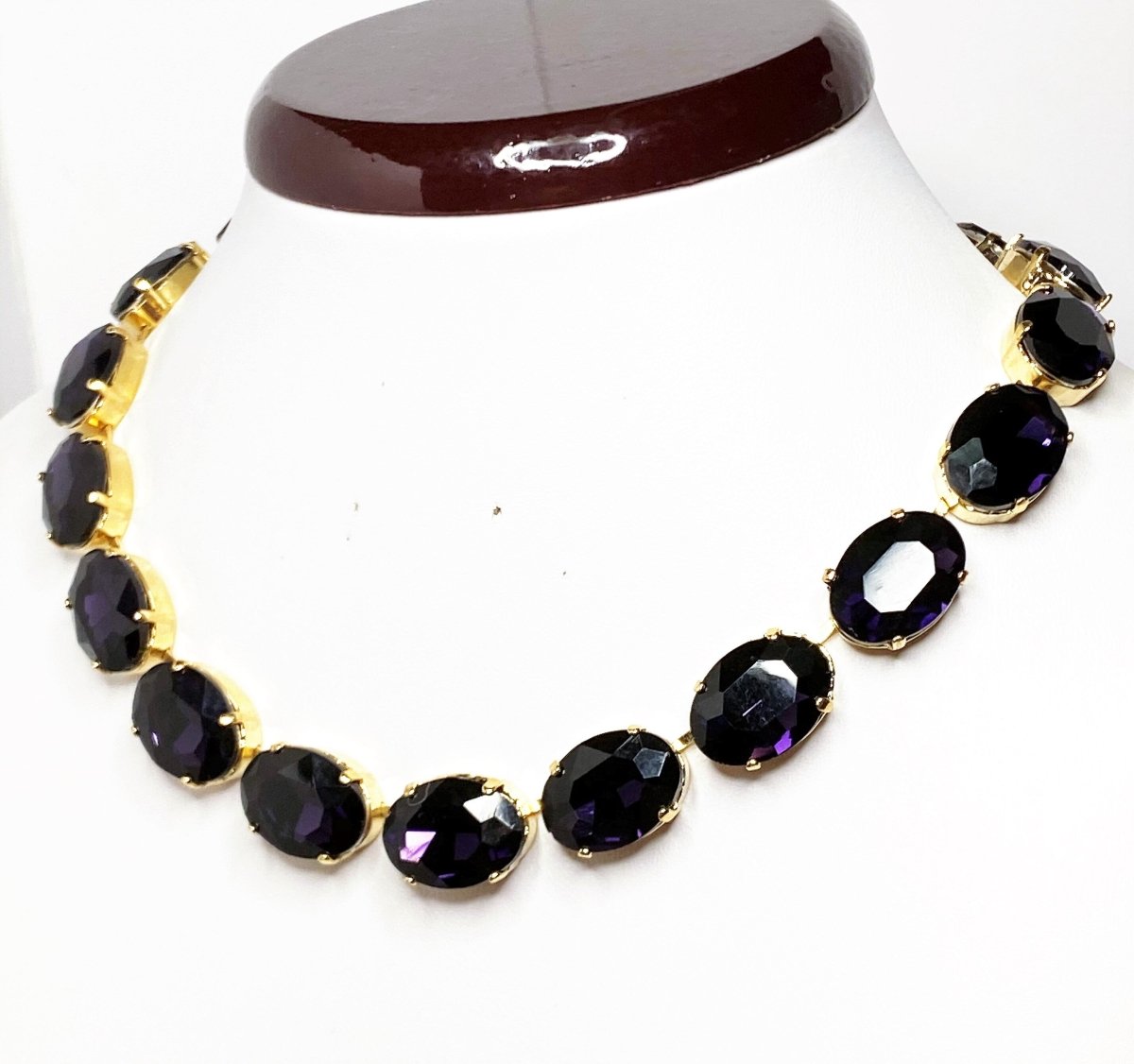 Emerald Purple Crystal Georgian Collet Necklaces | Statement Anna Wintour Style Chokers