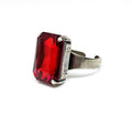 Siam Red Crystal Antique Silver Ring | Rectangle Statement Ring