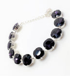 Dark Purple Crystal Silver Plated Bracelet | Purple Tennis Bracelet