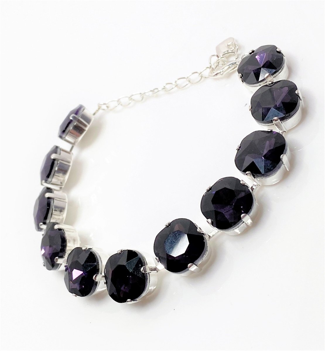 Dark Purple Crystal Silver Plated Bracelet | Purple Tennis Bracelet