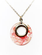Light Pink Gold Acrylic Pendant, 14kt Gold Filled, Tortoise Shell Round Pendant, Women Birthday, Necklaces for Women, Acetate Necklace