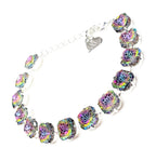 Rainbow Crystal Silver Plated Bracelet | Cushion Cut Tennis Bracelet