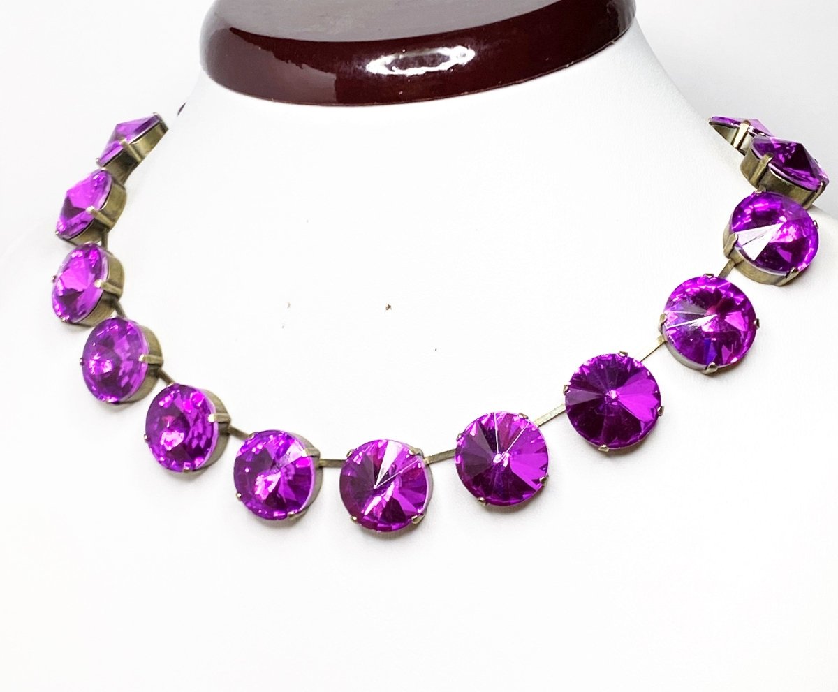 Purple Emerald Georgian Collet Necklaces | Anna Wintour Style