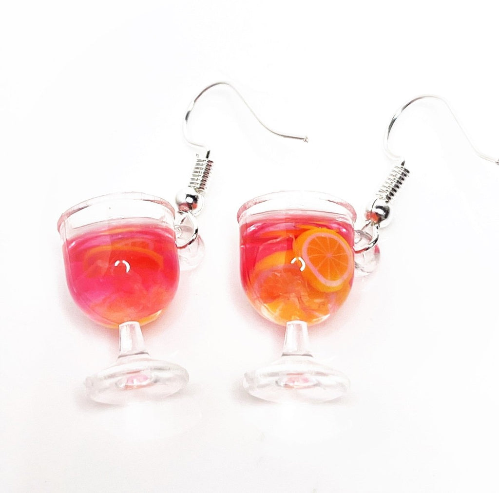 Cocktail Glass Charm Earrings | Silver Plated | Sterling Silver