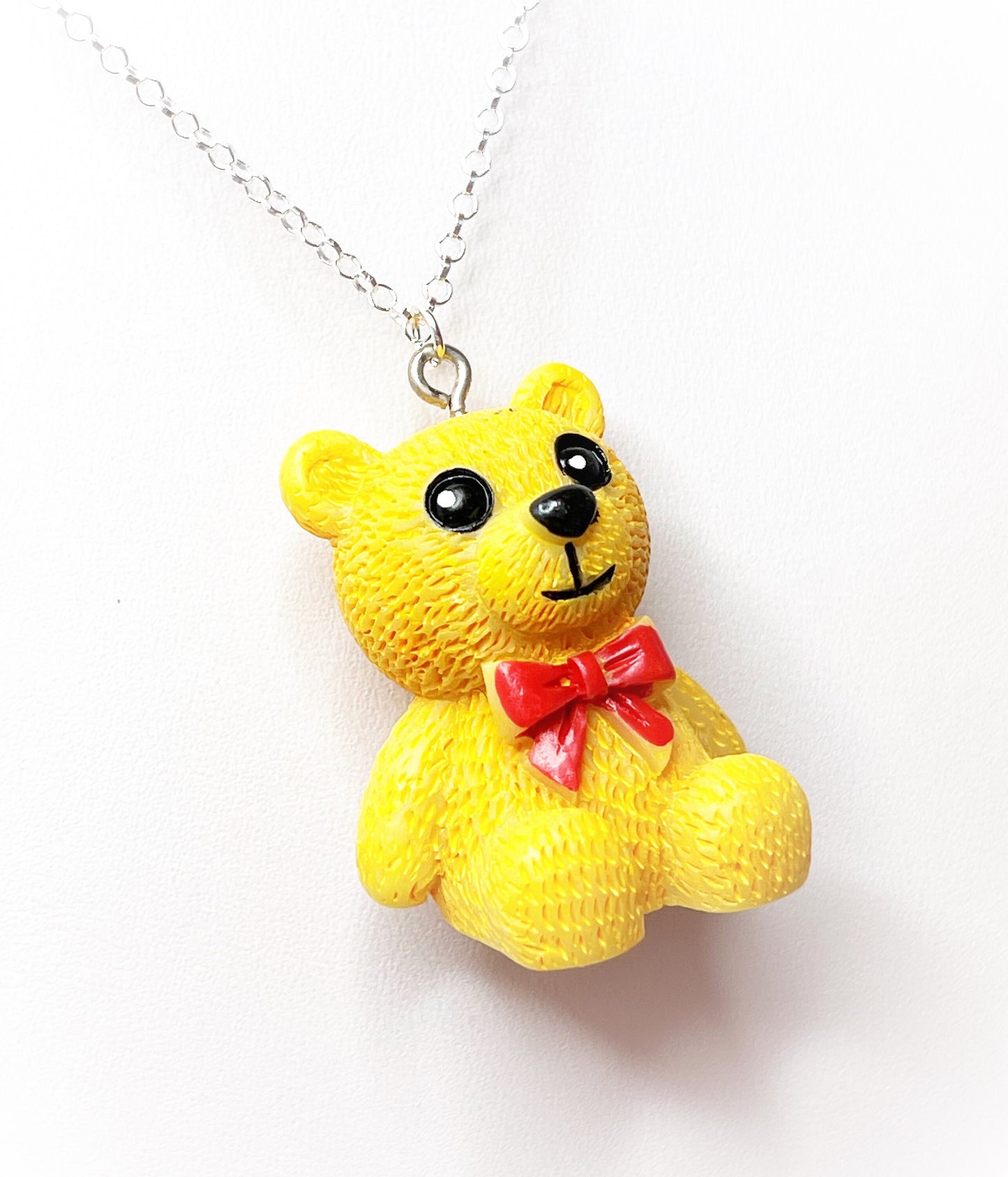 Cute Teddy Bear Pendant, Silver Plated, Sterling Silver, Quirky Jewelry, Necklaces for Women, Fun Jewellery, Novelty Pendant, Bear Necklace
