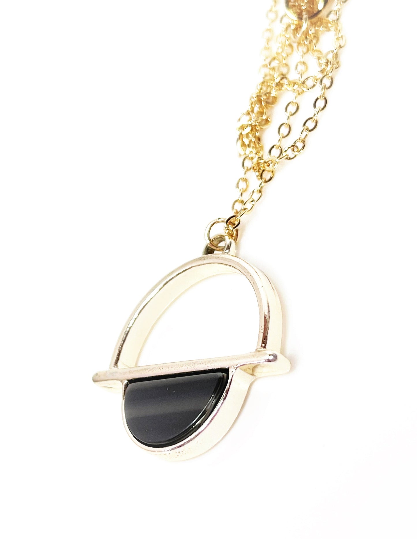 Black Semi-circle Gold Acrylic Pendant, 14kt Gold Filled, Tortoise Shell Round Pendant, Women Gift, Necklaces for Women, Acetate Necklace