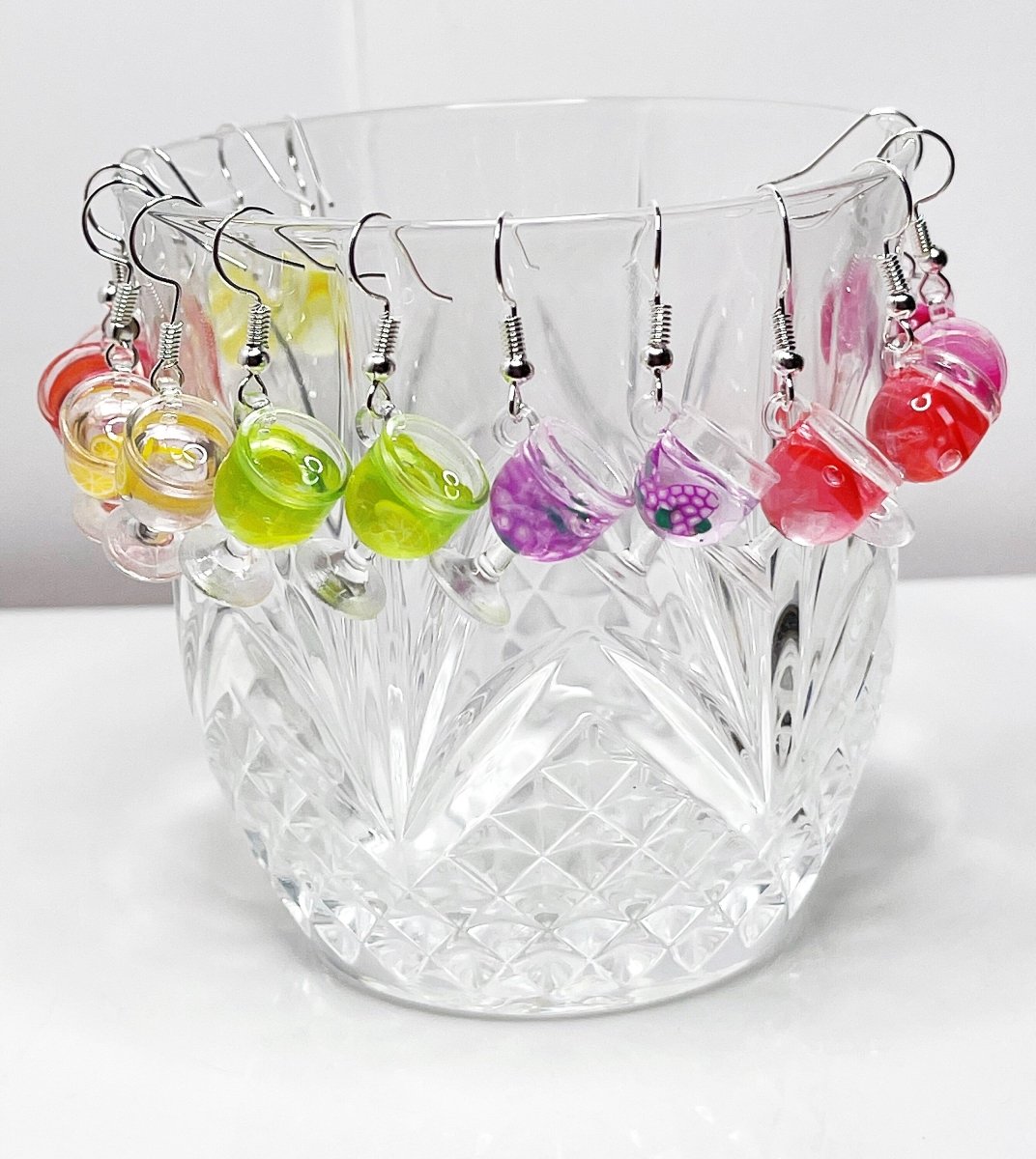 Cocktail Glass Charm Earrings | Silver Plated | Sterling Silver