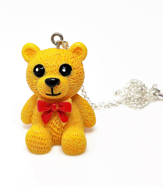 Cute Teddy Bear Pendant, Silver Plated, Sterling Silver, Quirky Jewelry, Necklaces for Women, Fun Jewellery, Novelty Pendant, Bear Necklace