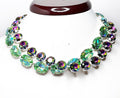 Rainbow Crystal Georgian Collet Necklaces | Anna Wintour Style | Peridot Rhinestone Choker | Riviere Necklace