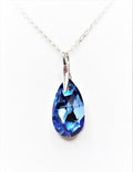 Light Sapphire Austrian Crystal Pendant | Blue Teardrop Necklace | Sterling Silver
