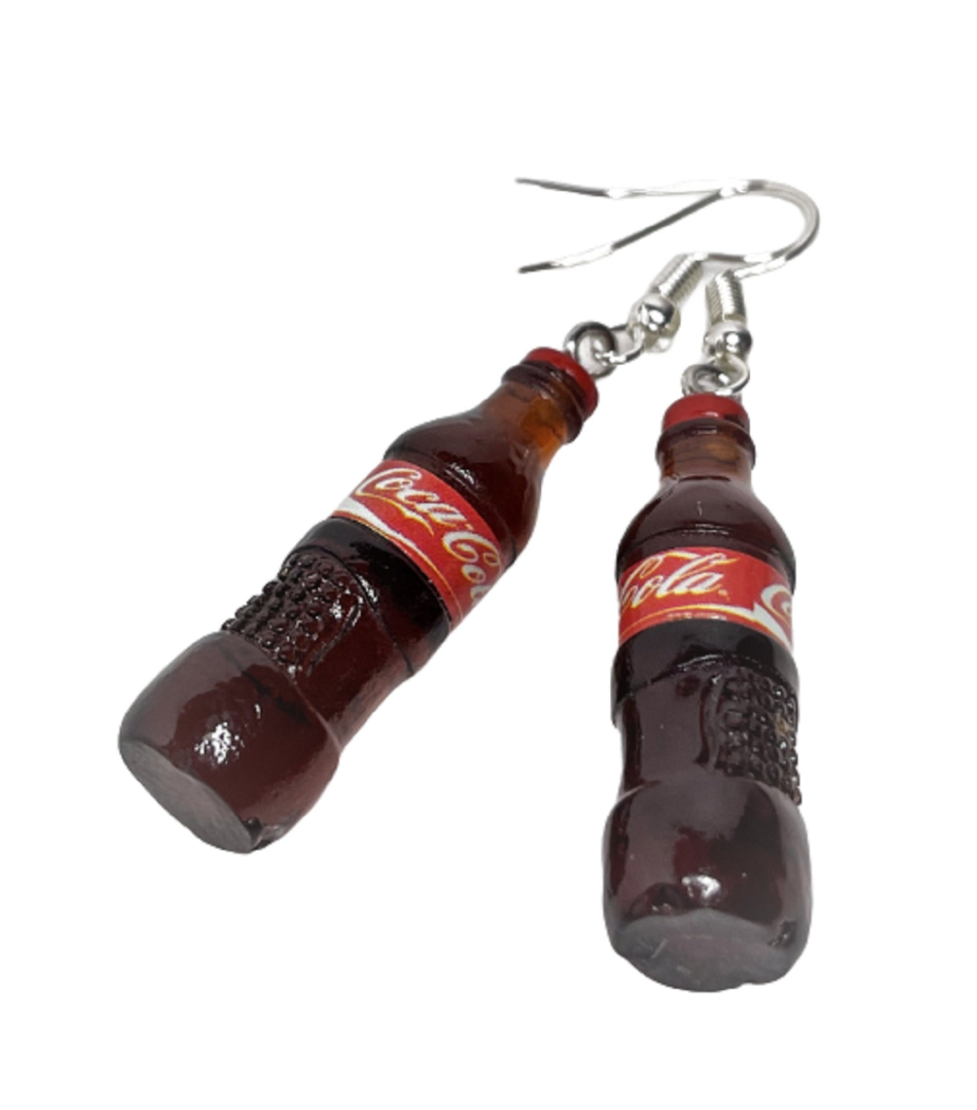 Coke Bottle Earrings, Silver Plated, Sterling Silver, Quirky Earrings, Funky Drops, Earrings for Women, Fun Soda Dangles, Coke Lovers Gift