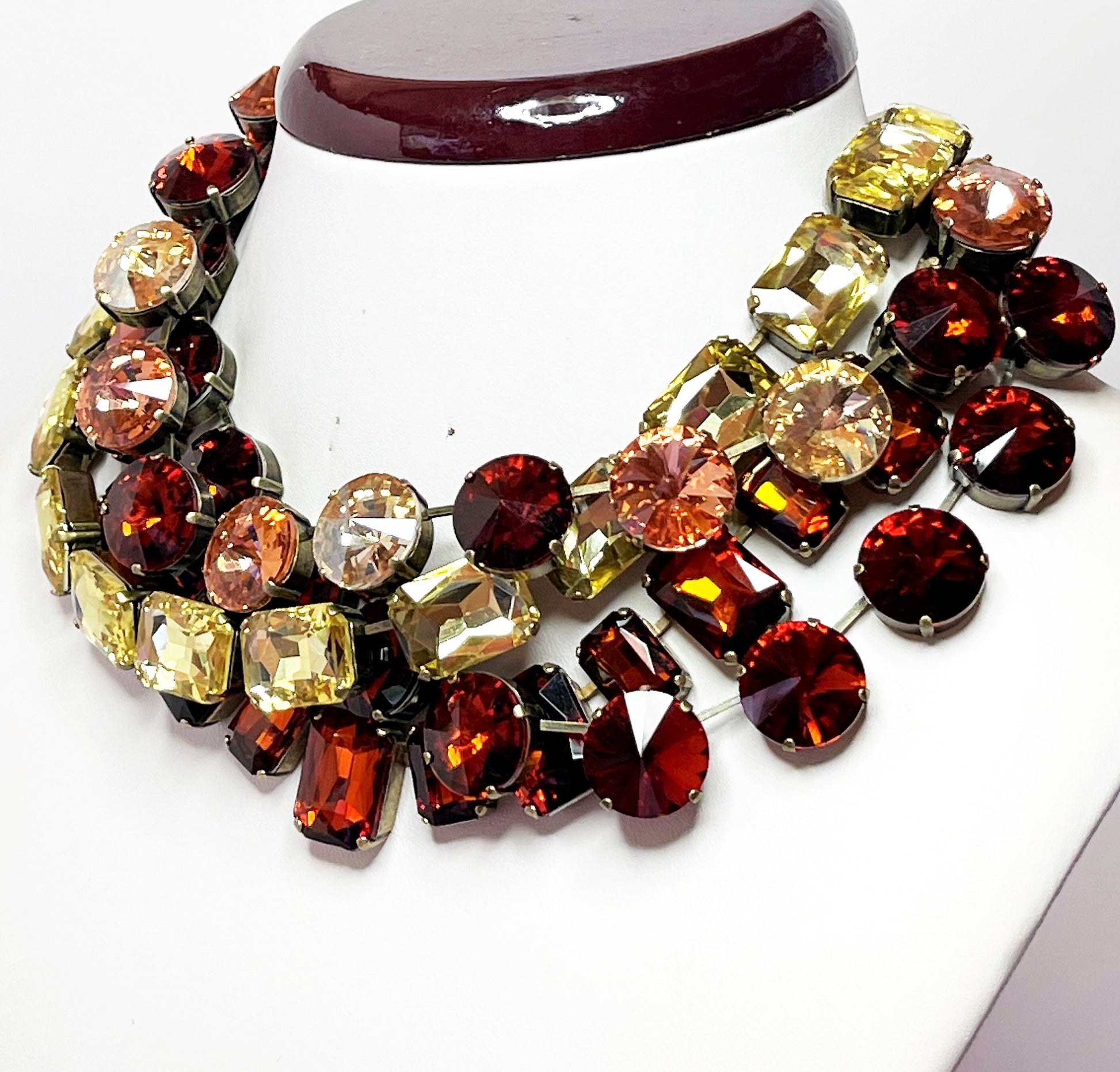 Yellow Burnt Orange Georgian Collet Chokers | Crystal  Riviere Necklace | Anna Wintour Style