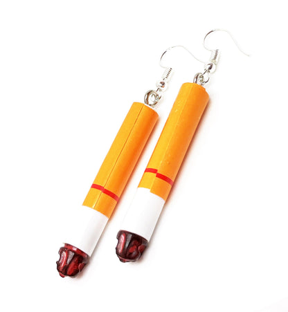 Cigarette Earrings, Silver Plated, Sterling Silver, Quirky Earrings, Funky Drops, Earrings for Women Men, Weird Dangles