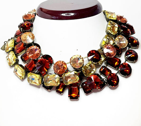 Yellow Burnt Orange Georgian Collet Chokers | Crystal  Riviere Necklace | Anna Wintour Style