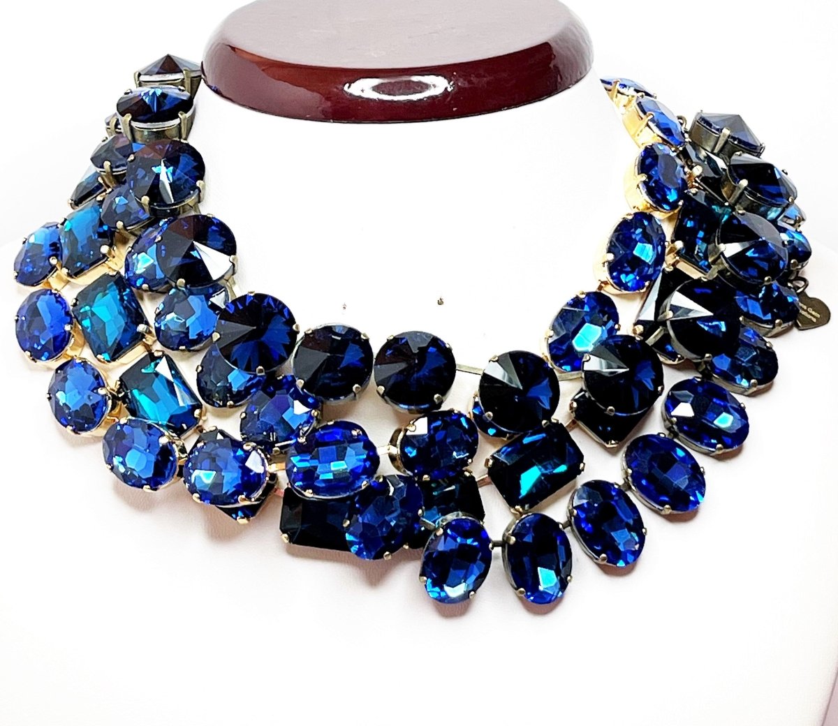 Sapphire Georgian Collet Crystal Chokers | Anna Winour Style | Blue Zircon Riviere Necklace