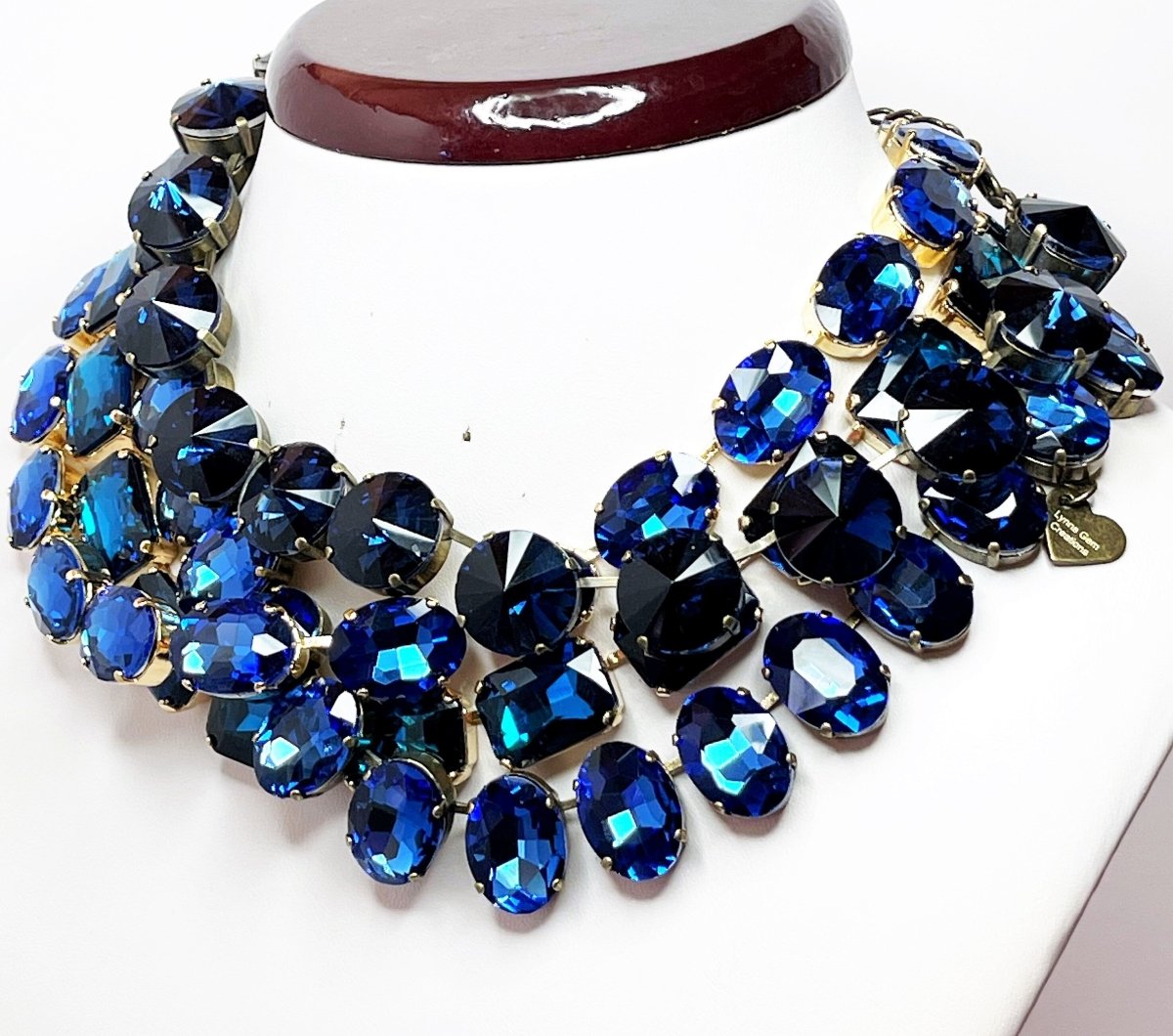 Sapphire Georgian Collet Crystal Chokers | Anna Winour Style | Blue Zircon Riviere Necklace