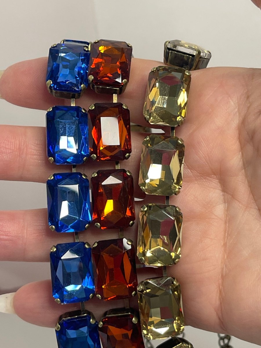 Blue Orange Silk Georgian Collet Necklaces | Anna Wintour Style 